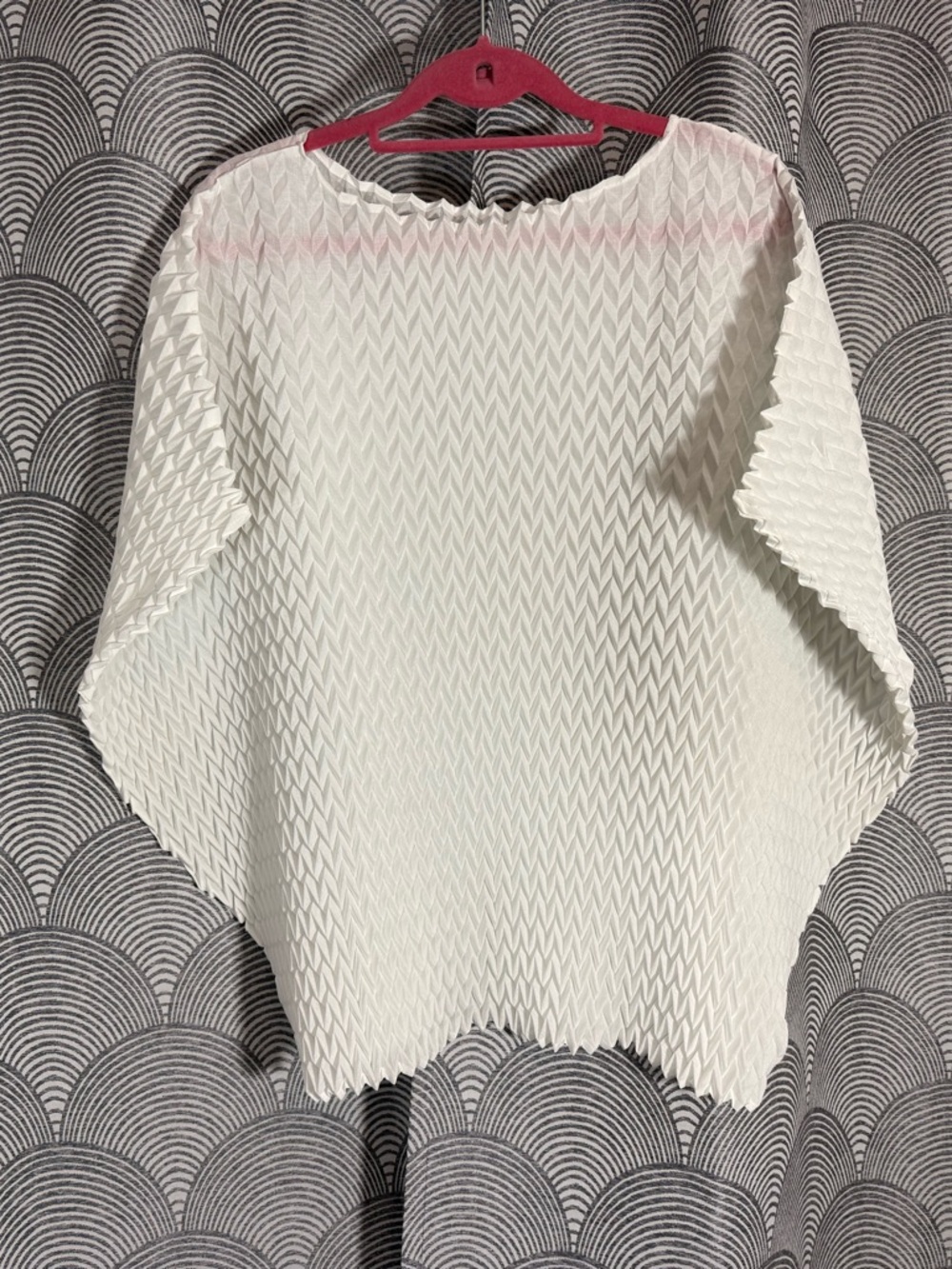 Textured White Pleated Oversized Top